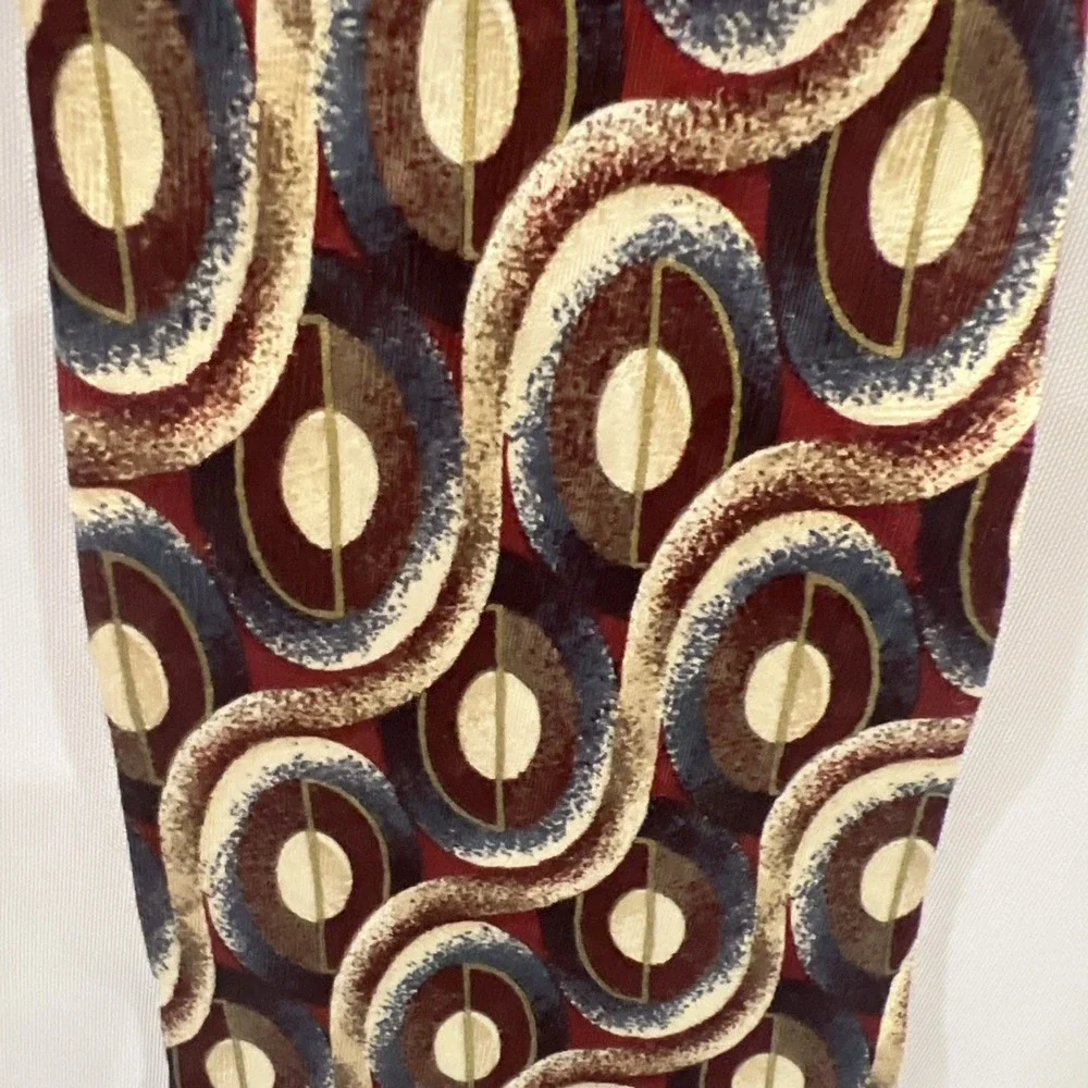 Geoffrey Beene‎ Multicolor Geometric Tie 100% Silk unique 36